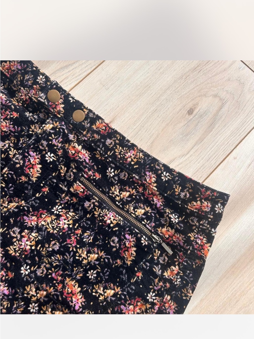 Mossimo Supply Co. Black Mini Skirt with Pink & Cream Floral Print - Picture 2 of 4